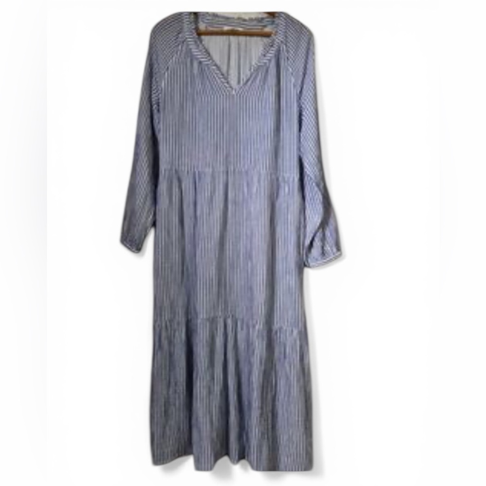 Beachlunchlounge dress Stripped 100% Cotton-with pockets-made in India - Picture 2 of 16